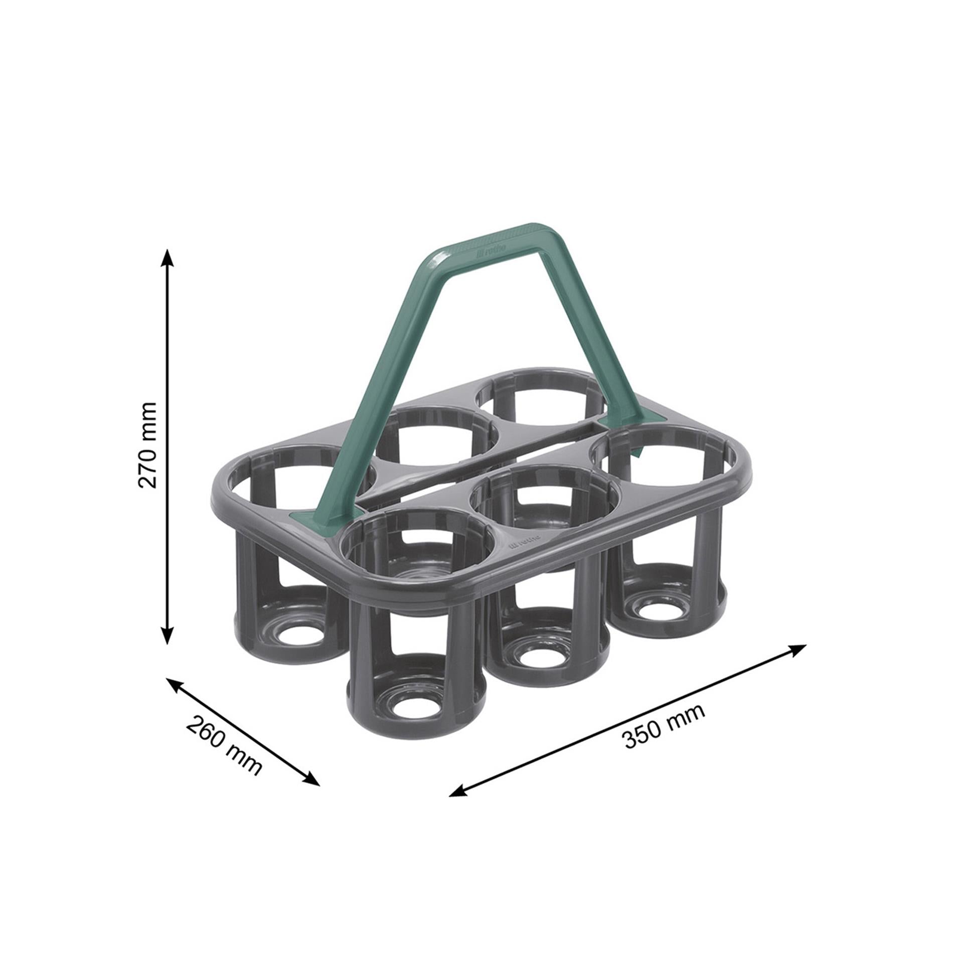 Rotho - Rotho flessenhouder basic grijs met groen hengsel