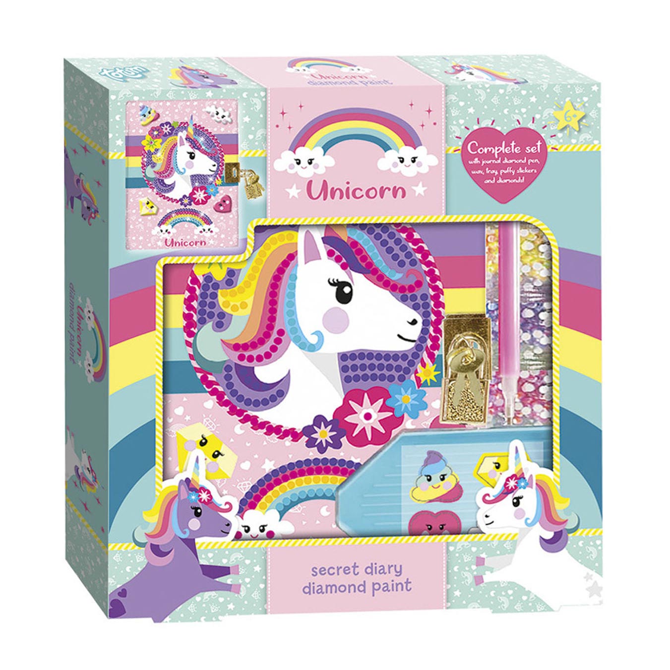Totum - Totum unicorn geheim dagboek met slot vriendenboek | secret diary diamond painting knutselen | speelgoed meisjes cadeau tip