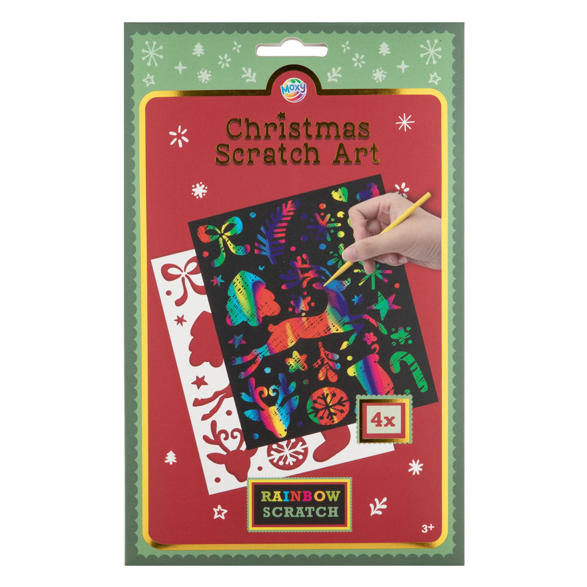 Creative Craft Group - Creative Craft Group Scratchkunst regenboog kerstmis met sjabloon - 4 stuks