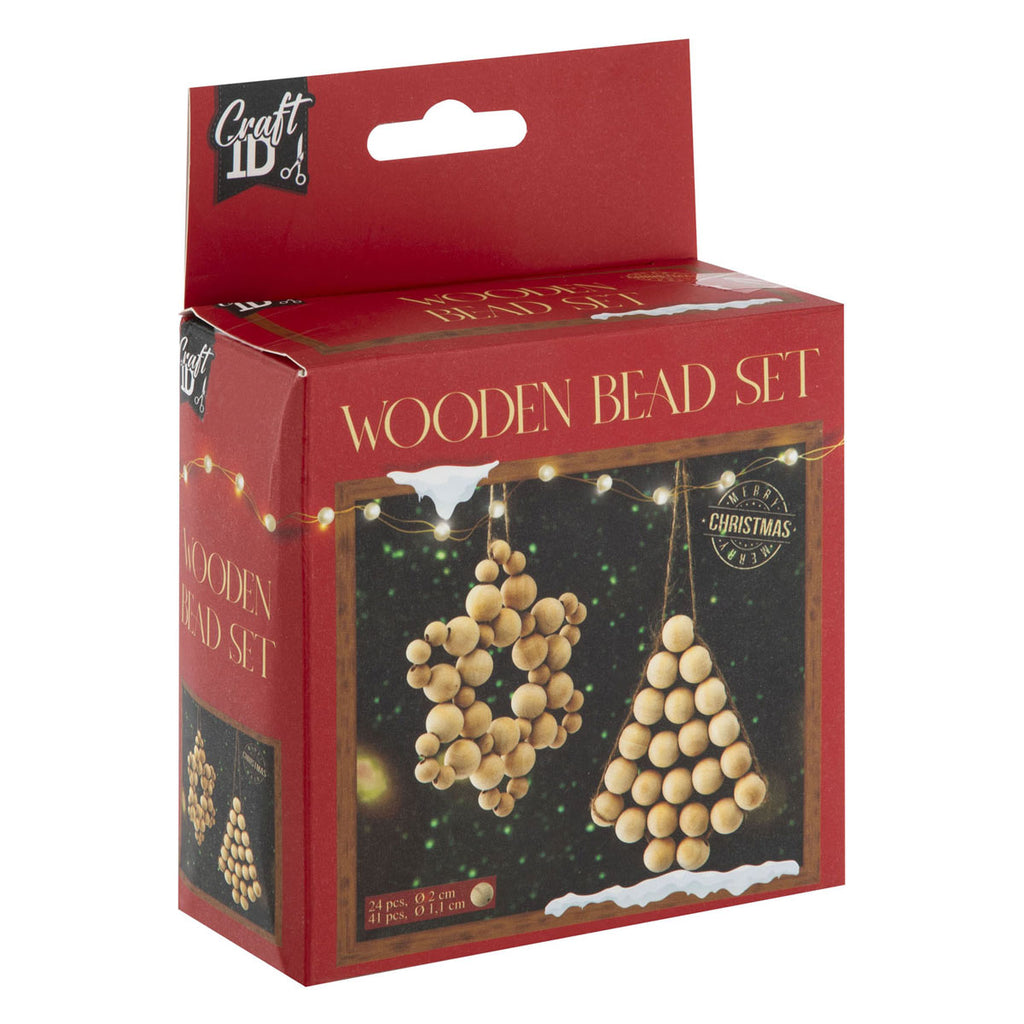 Creative Craft Group - Creative Craft Group Houten kralen kersthangers set kerstmis