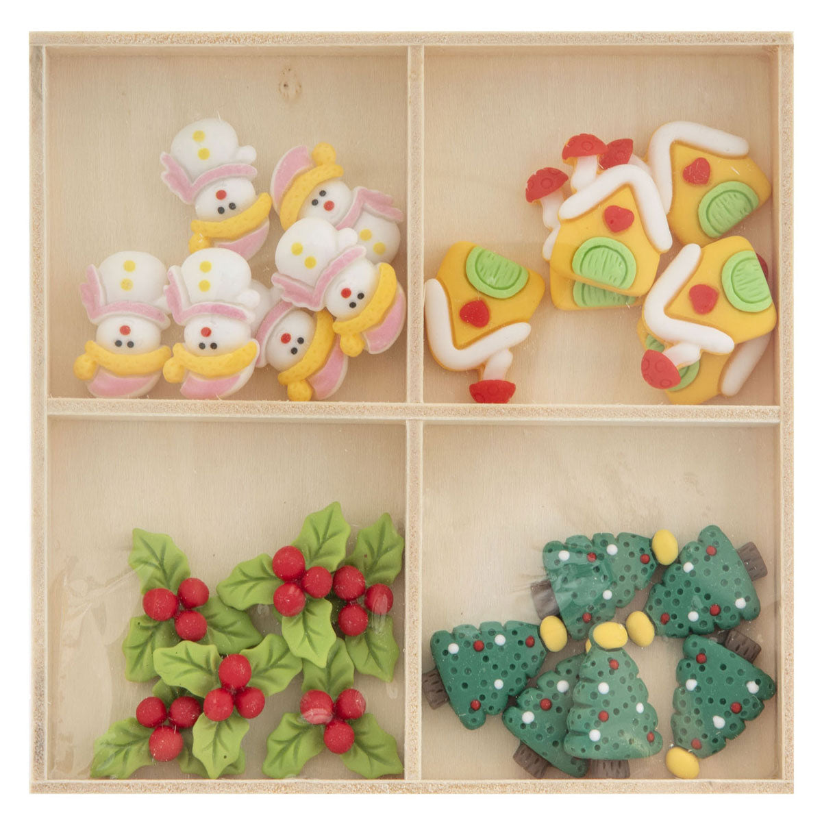 Creative Craft Group - Creative Craft Group Resin kerstmis figuren in houten doos - 24dlg.
