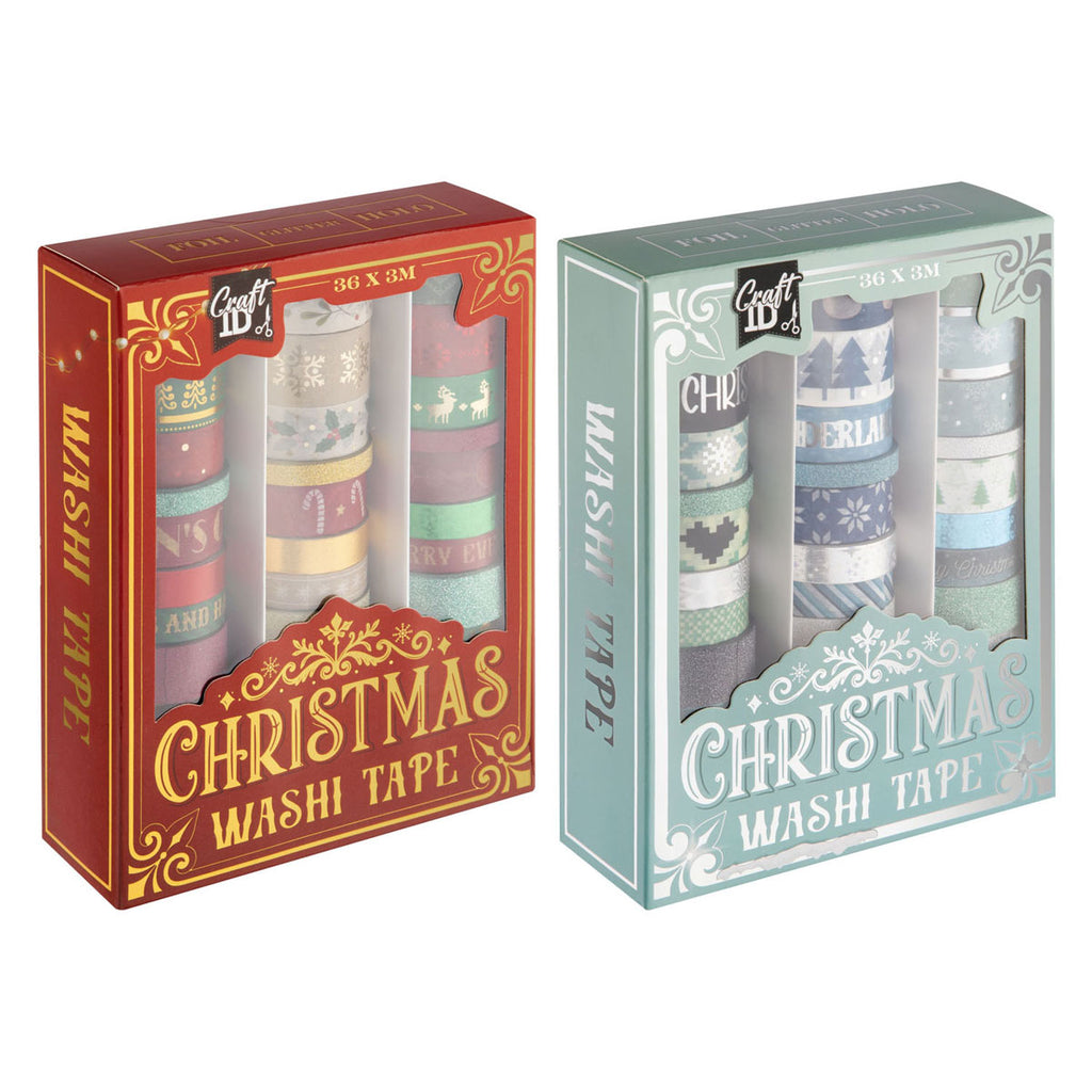 Creative Craft Group - Creative Craft Group Washi tape kerstmis set folie en glitter 3m - 36dlg.