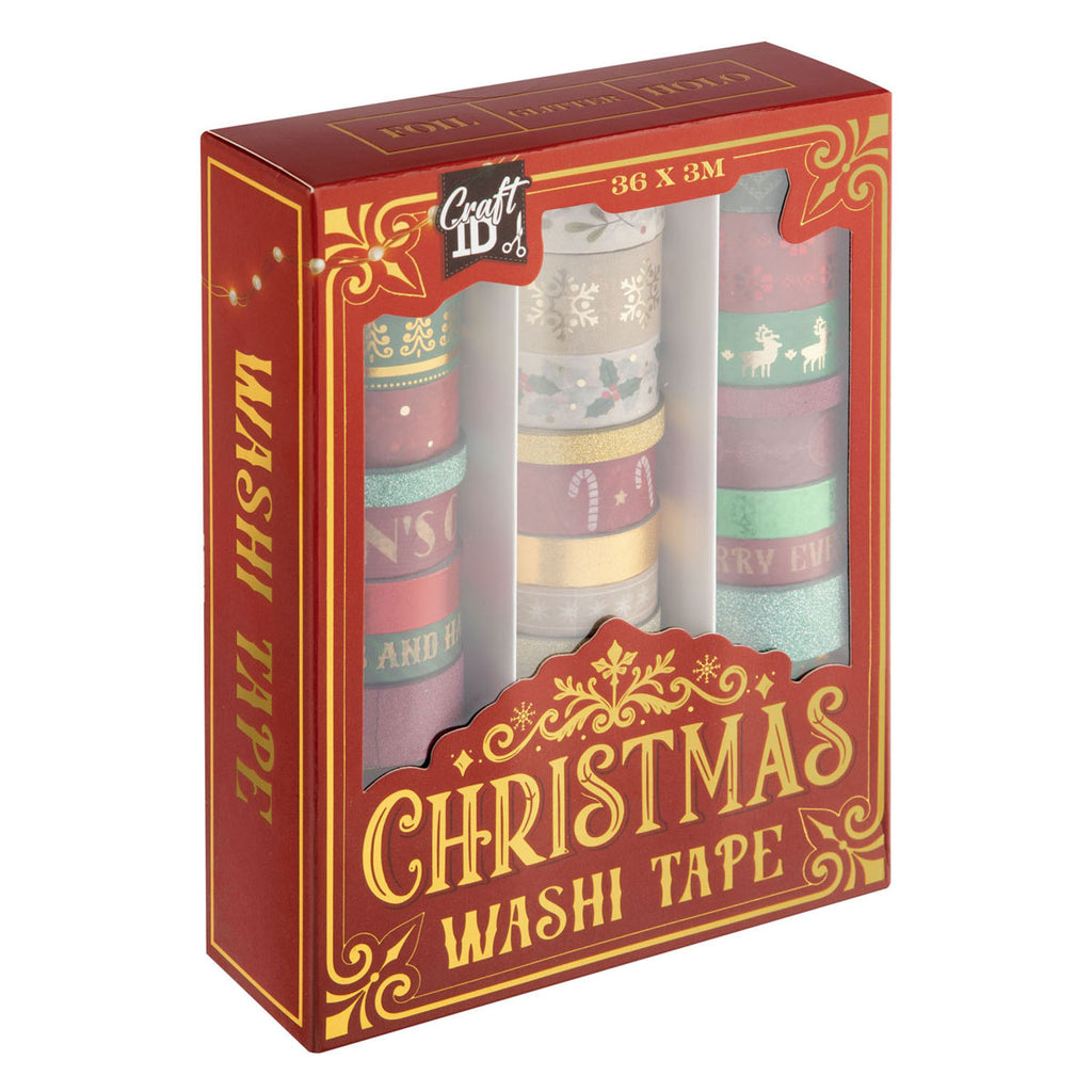 Creative Craft Group - Creative Craft Group Washi tape kerstmis set folie en glitter 3m - 36dlg.