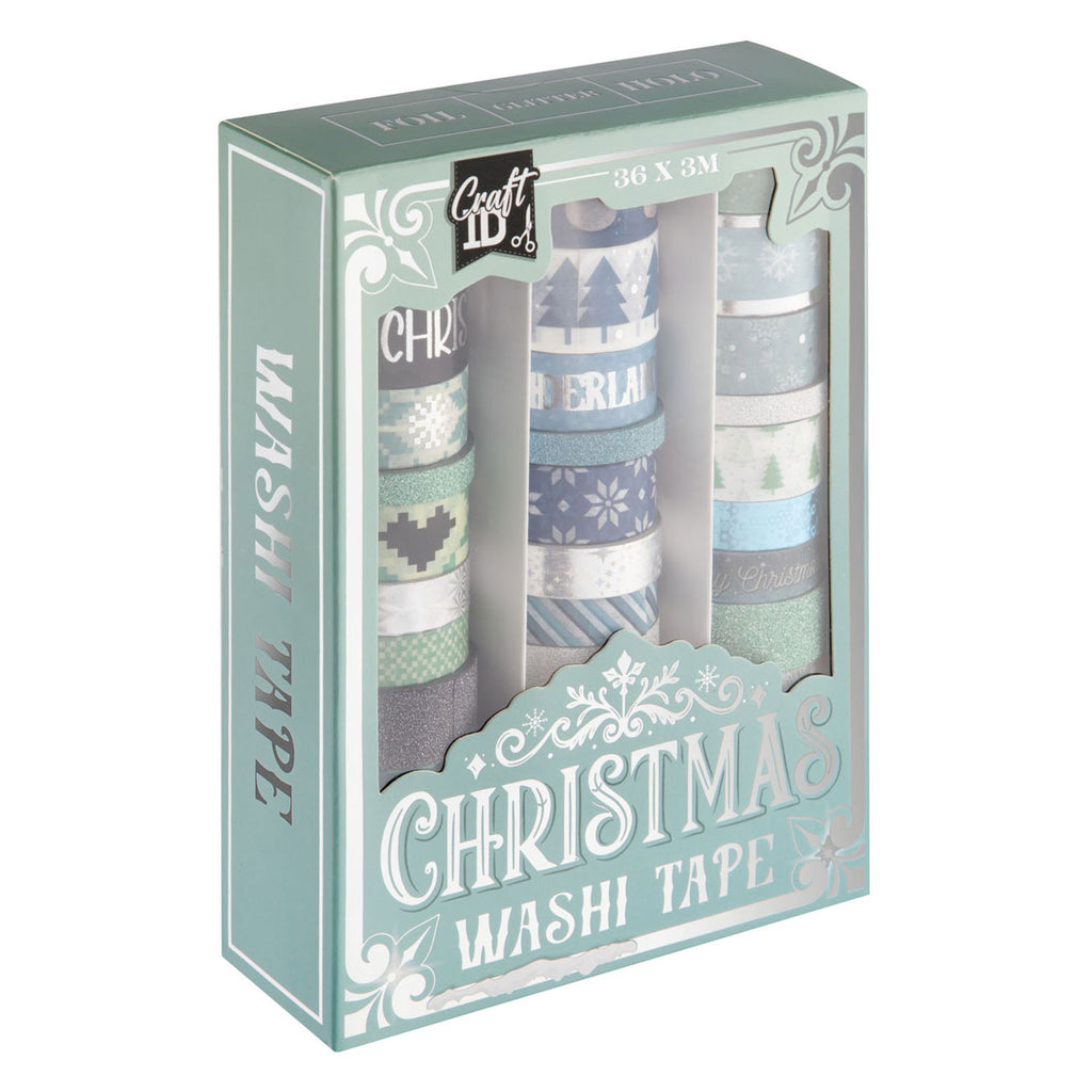 Creative Craft Group - Creative Craft Group Washi tape kerstmis set folie en glitter 3m - 36dlg.