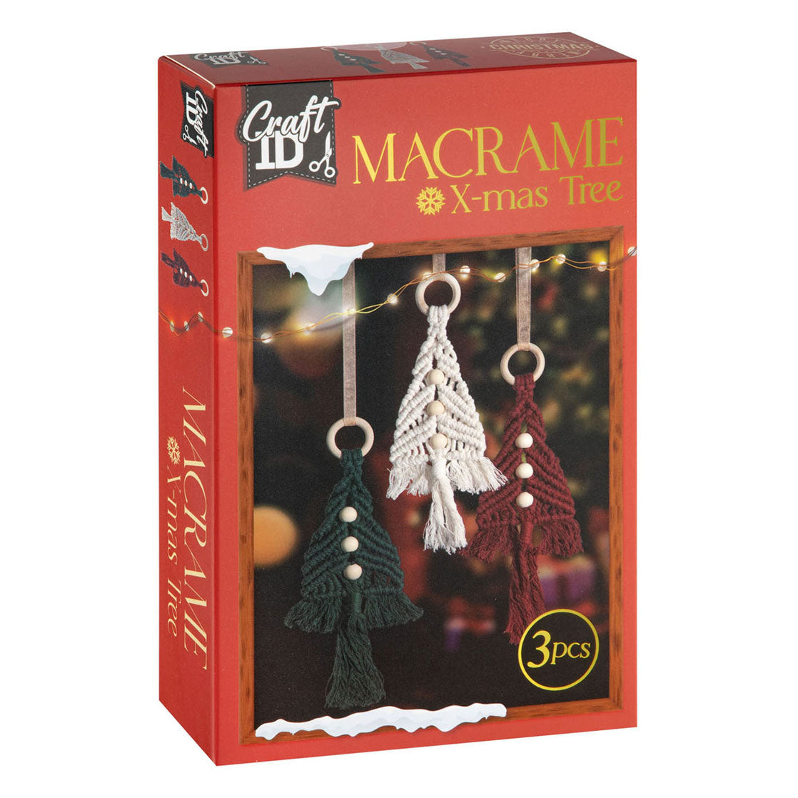 Creative craft group set macrame hangers kerstbomen - 3st.