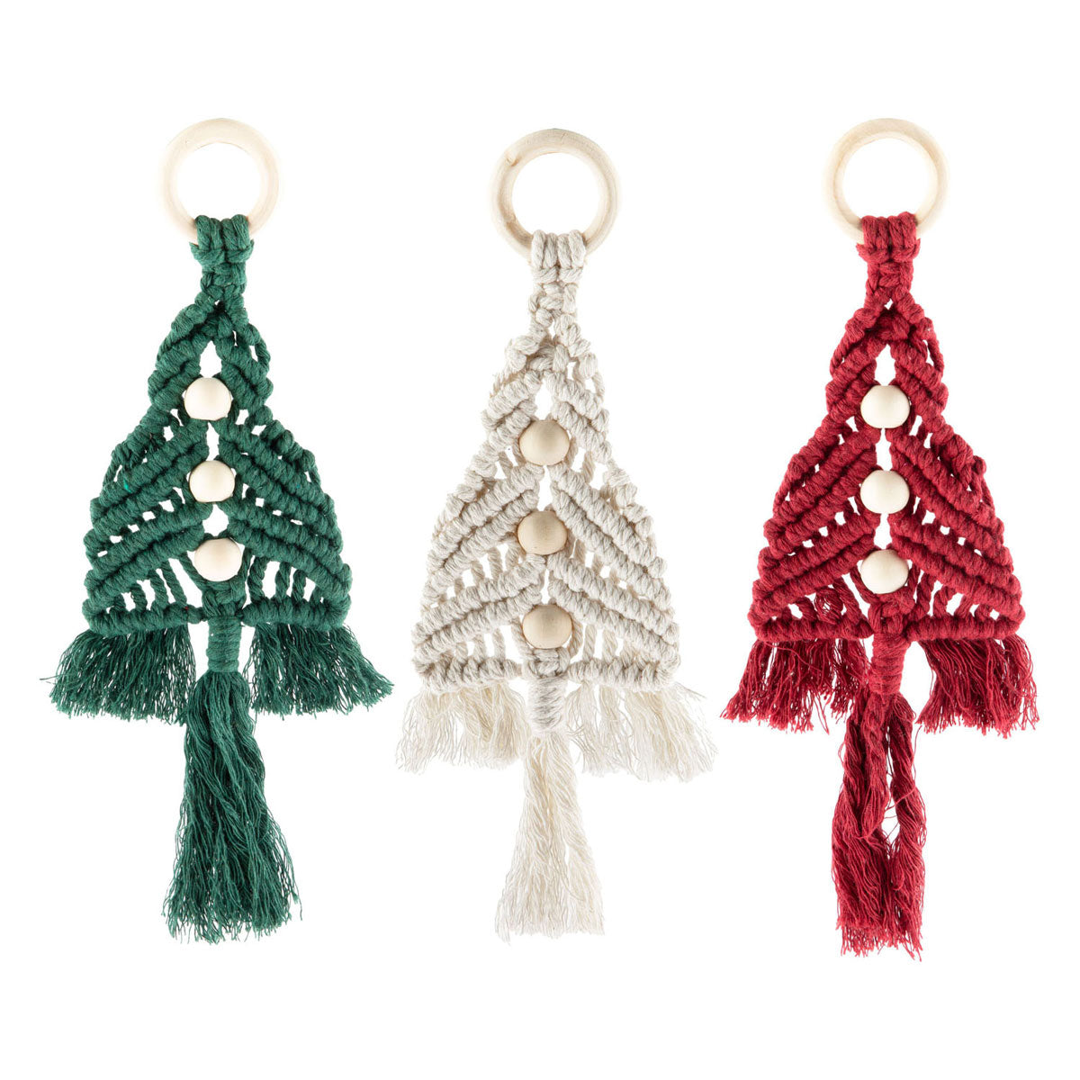 Creative craft group set macrame hangers kerstbomen - 3st.