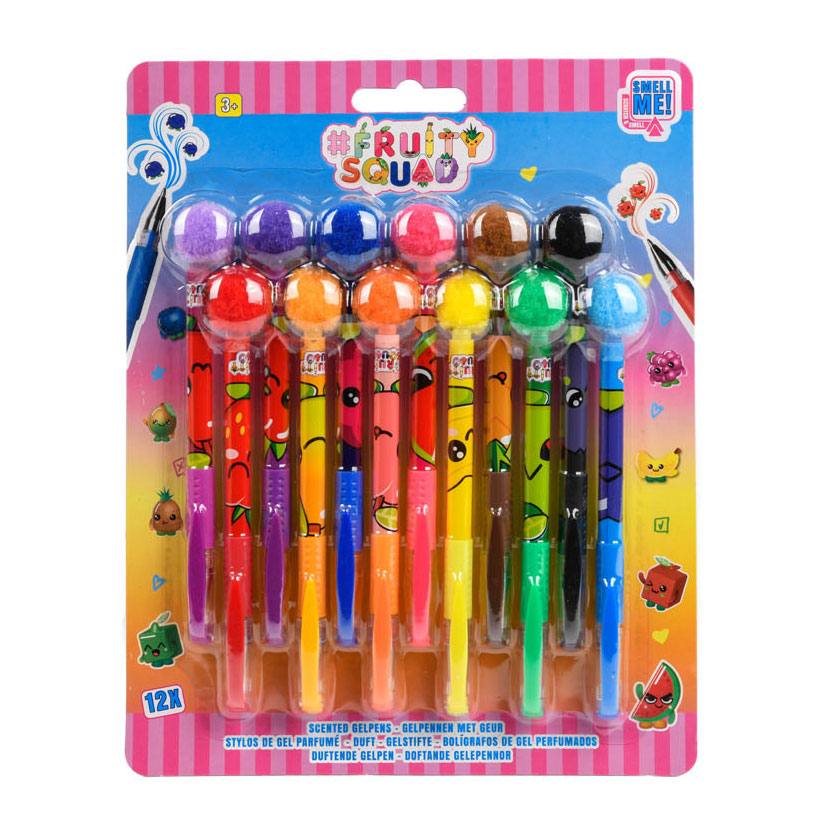Canenco - Canenco Fruity squad pompom gelpennen met geur 12 stuks