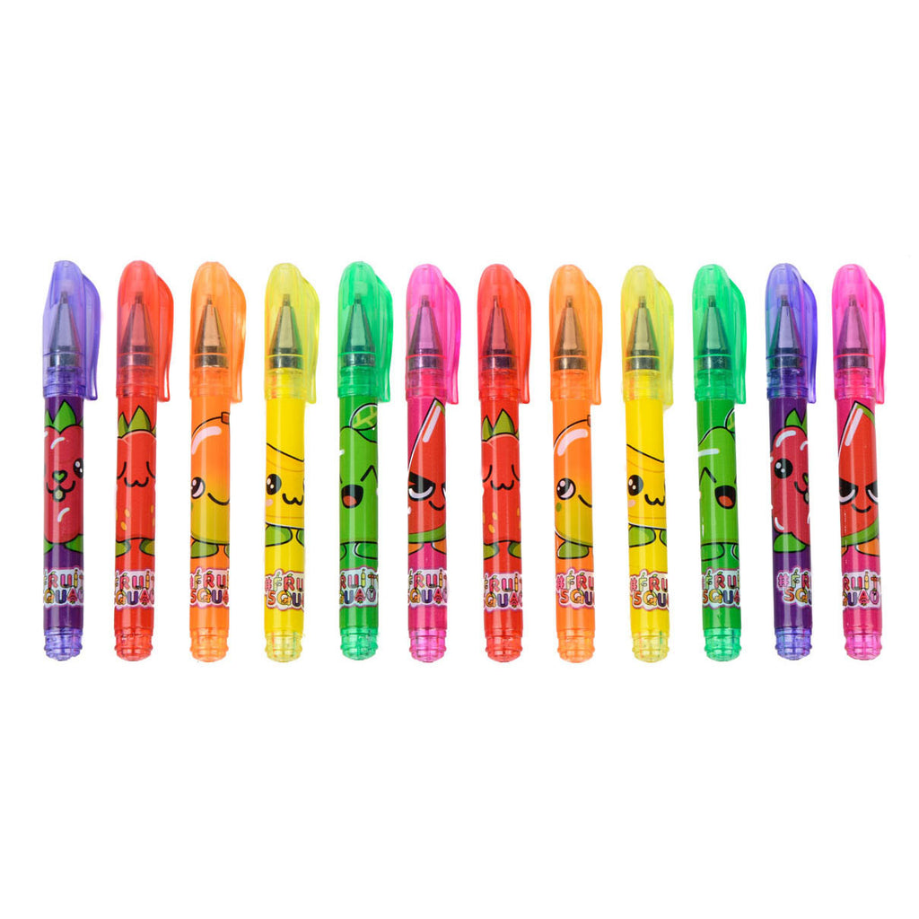 Canenco - Canenco Fruity squad mini gelpennen met geur 12 stuks