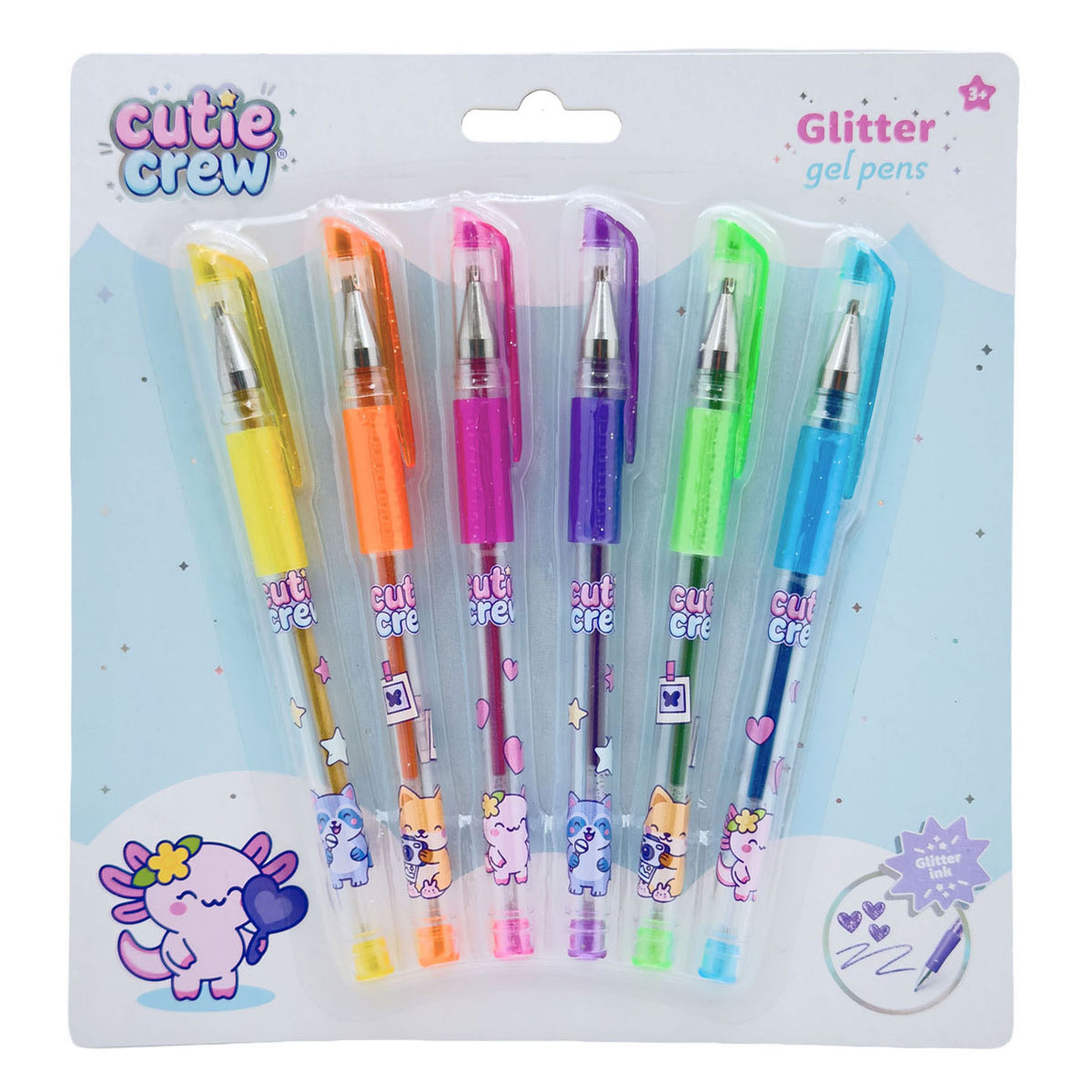 Canenco - Canenco Cutie crew glitter gel pennen - 6dlg.