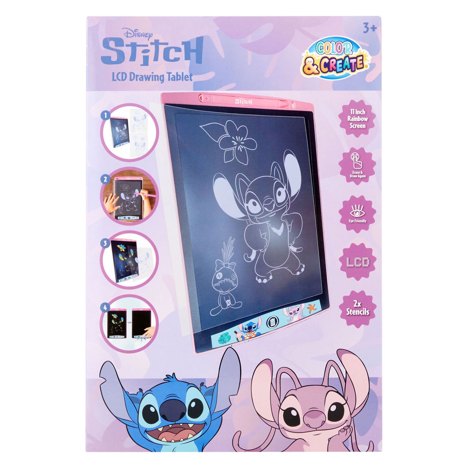 Canenco - Canenco Stitch & angel lcd tekenbord 11 inch regenboog