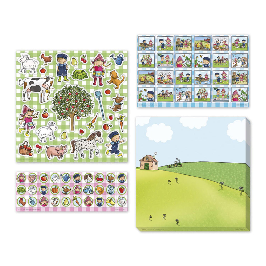 Bambolino fien teun stickers - 3 stickervellen met speelachtergrond - creatief speelgoed - boerderij - toys - vanaf 3 jaar