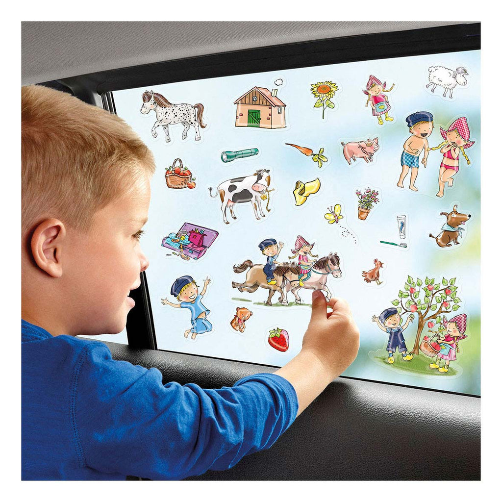 Fien & Teun - Fien & Teun raamstickers niet permanente verplaatsbare stickers - met speelachtergrond - vanaf 3 jaar - bambolino toys