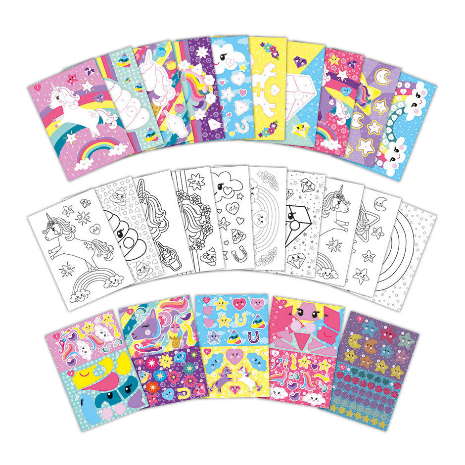 Totum - Totum unicorn sticker puzzel doeboek a5 - vakantieboek stickeren op nummer incl. kleurplaten - speelgoed meisjes vanaf 3 jaar