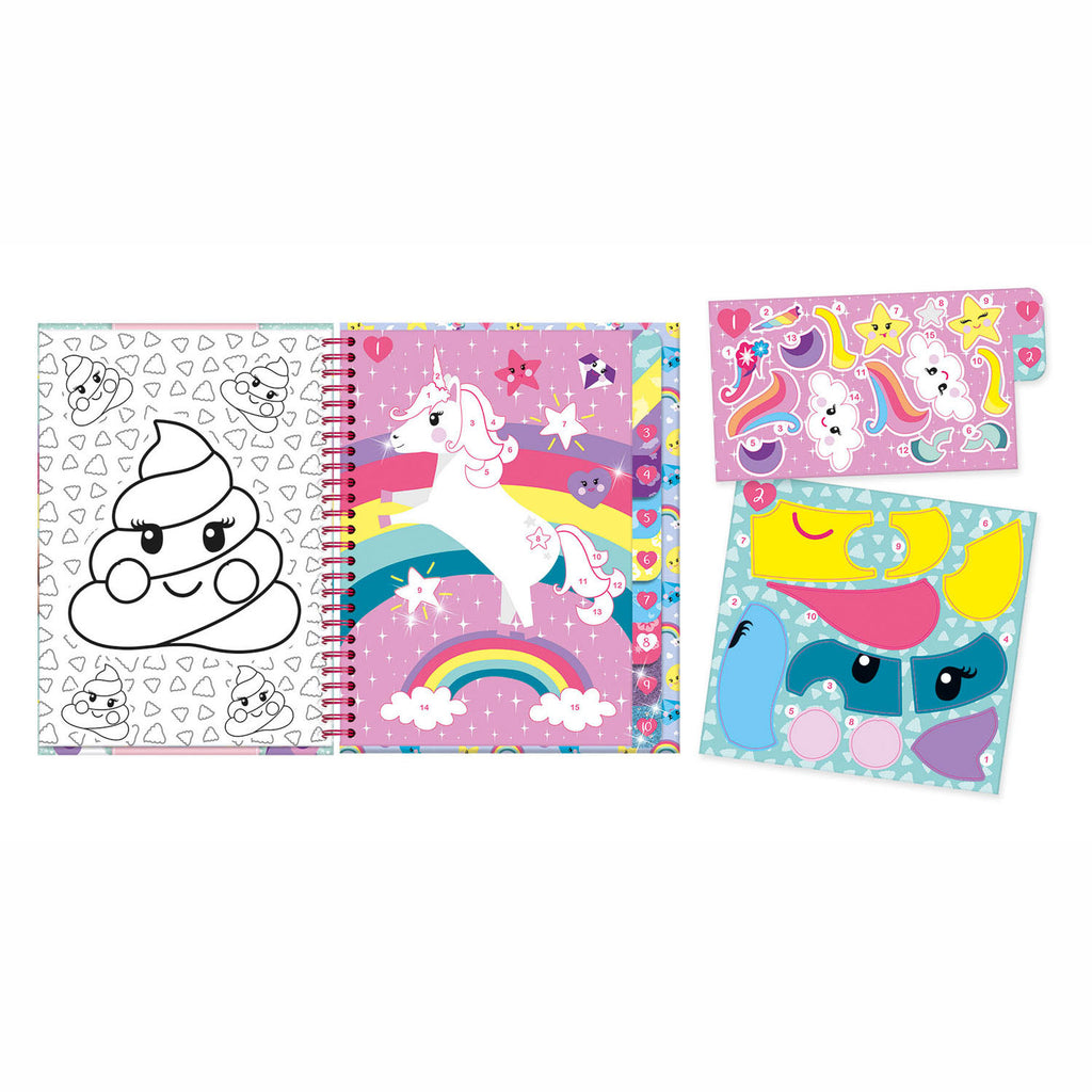 Totum - Totum unicorn sticker puzzel doeboek a5 - vakantieboek stickeren op nummer incl. kleurplaten - speelgoed meisjes vanaf 3 jaar
