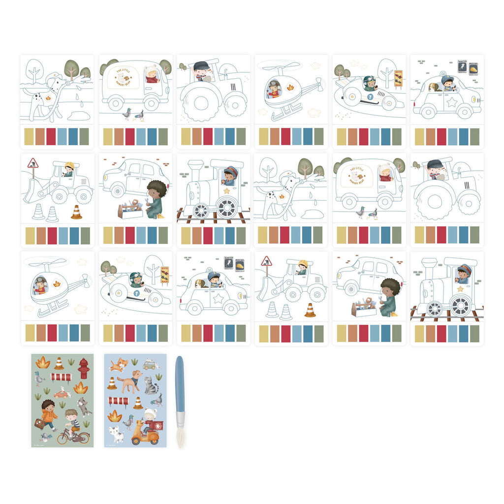 Little Dutch - Little Dutch waterverfset jim voetuigen - incl. kwast en stickers