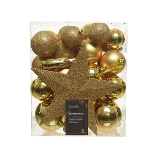 Kaemingk - Kaemingk Decoris kerstballen mat/glas/glitter 33 stuks goud