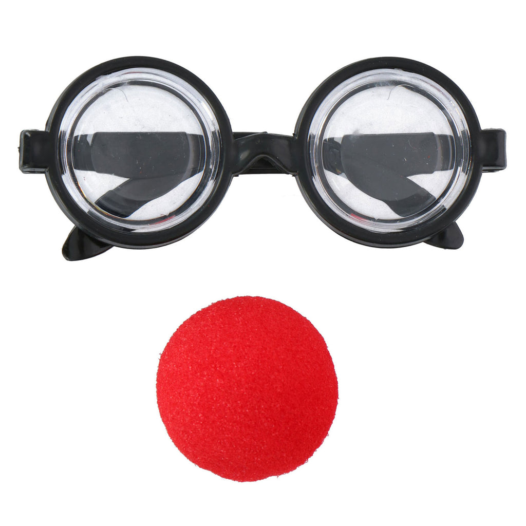 Edco party casa clown bril met neus - clown accessoire feest - verkleed bril clown - carnaval - zwart en rood
