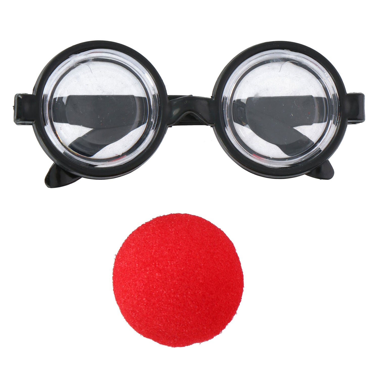Edco party casa clown bril met neus - clown accessoire feest - verkleed bril clown - carnaval - zwart en rood