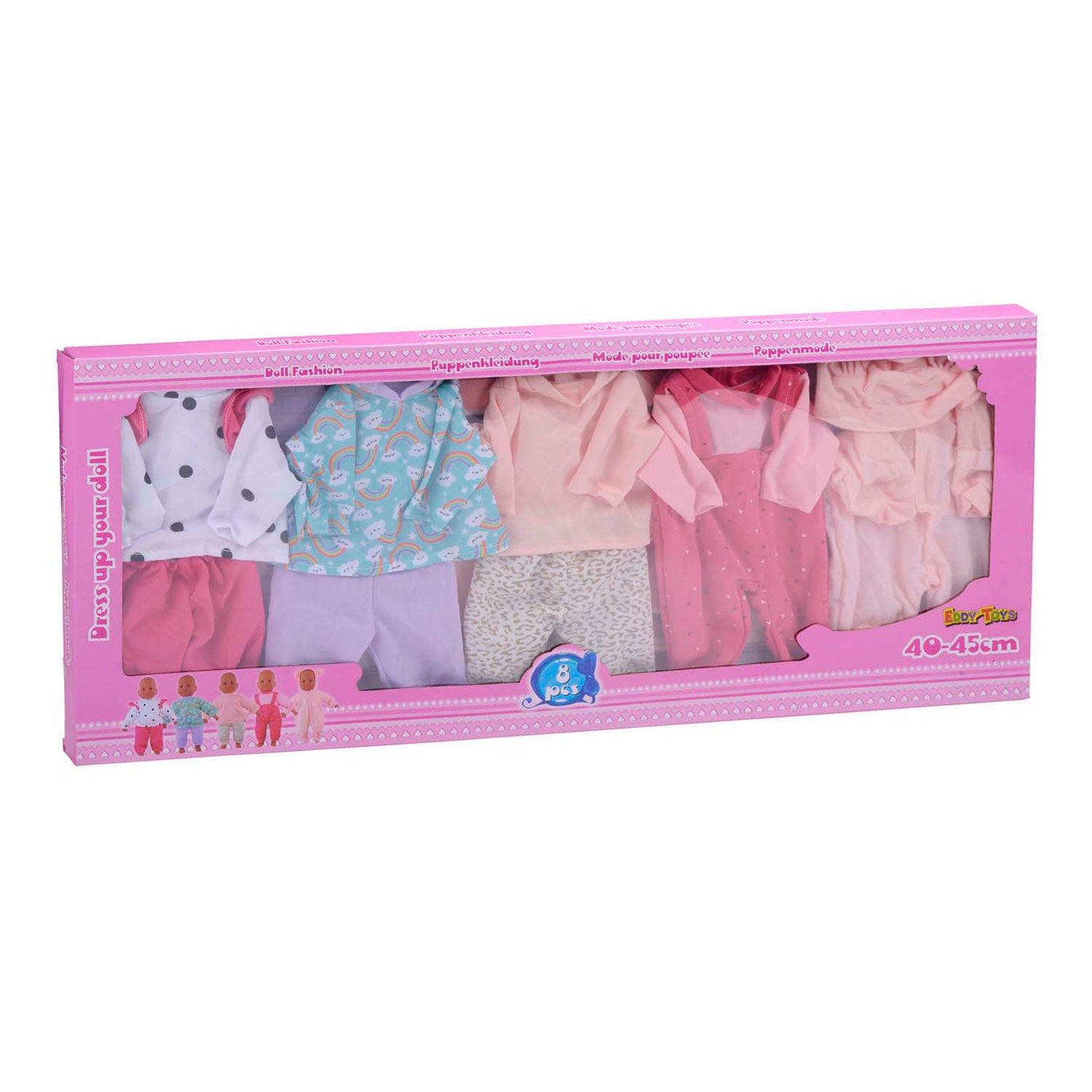 - Poppenkleding set 8dlg.