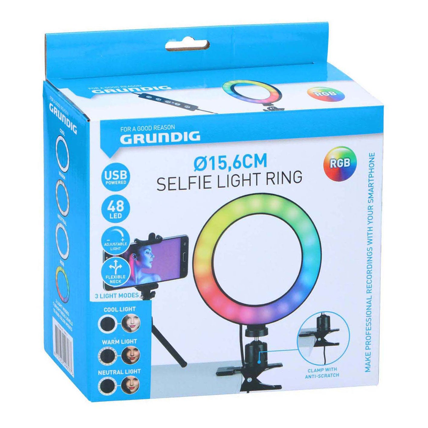 - Grundig Selfie Lichtring 48led - 156cm