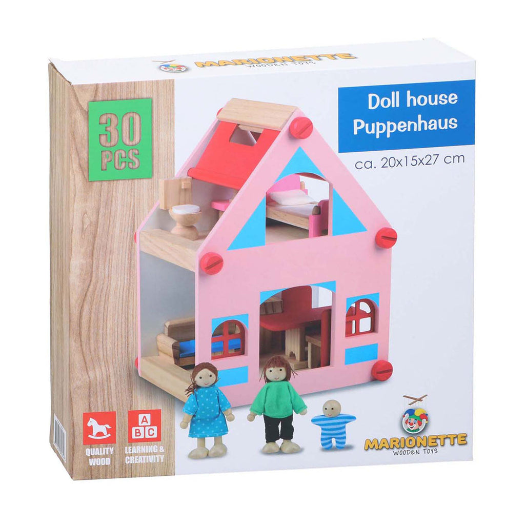 - Houten Poppenhuis met Accessoires 30dlg.