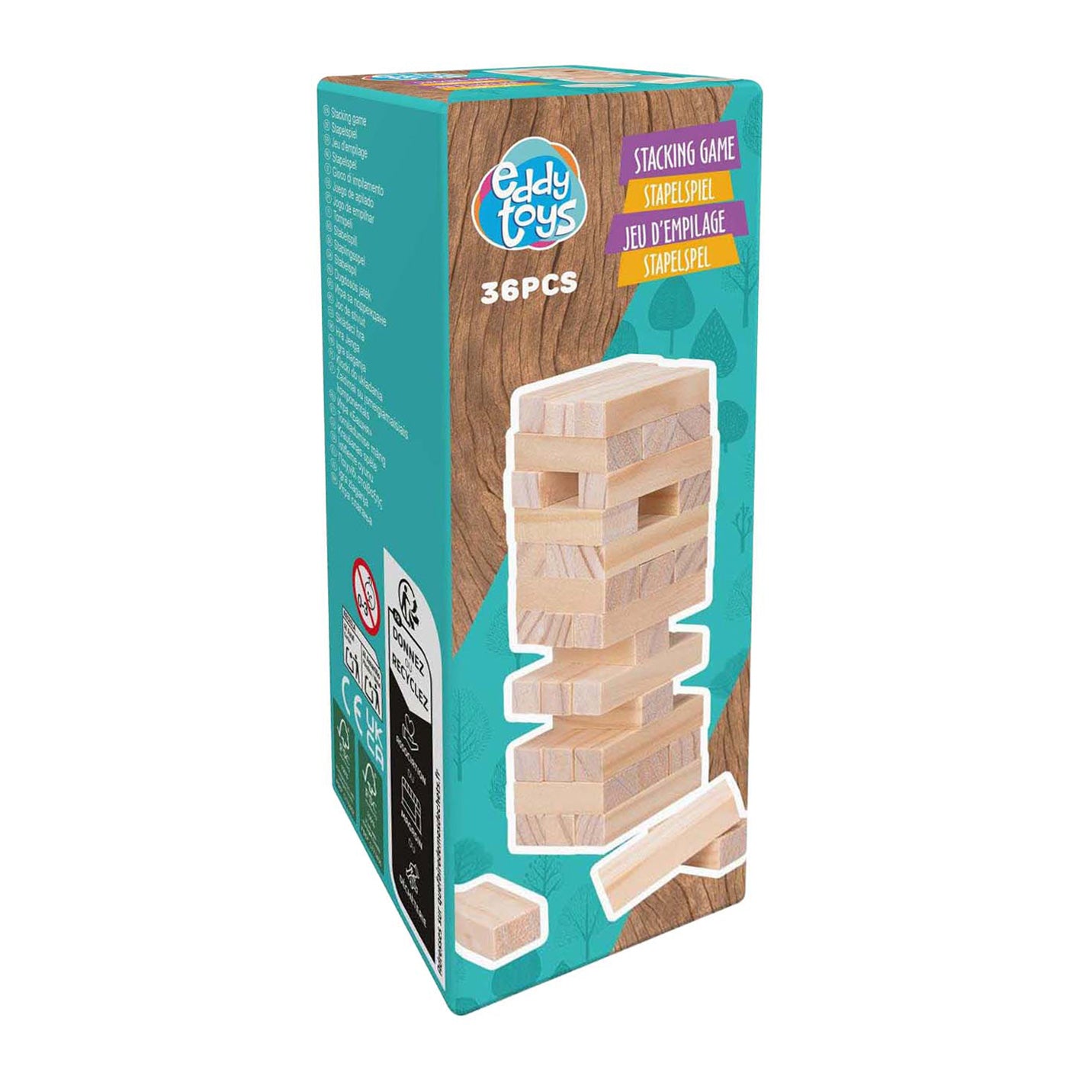 - Houten Mini Stapelspel 36dlg.