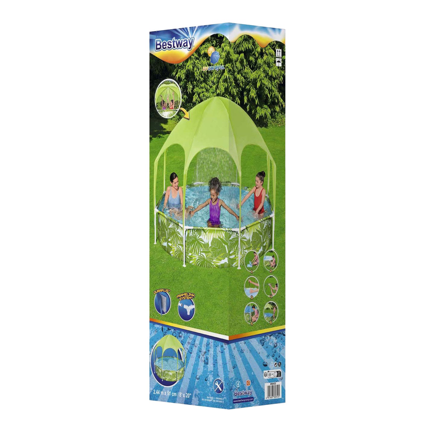 Bestway - my first frame zwembad splash-in-shade play rond met uv zonnescherm 244cm