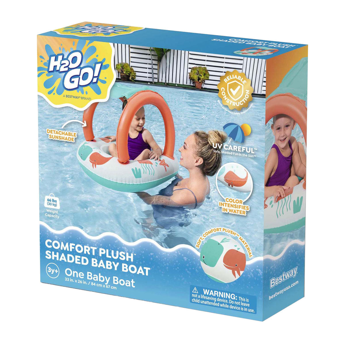 Bestway - baby boot comfort push met uv zonnescherm