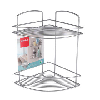 Metaltex - Metaltex onda badkamer-hoekrek 2 etages 22x22x35 cm zilver