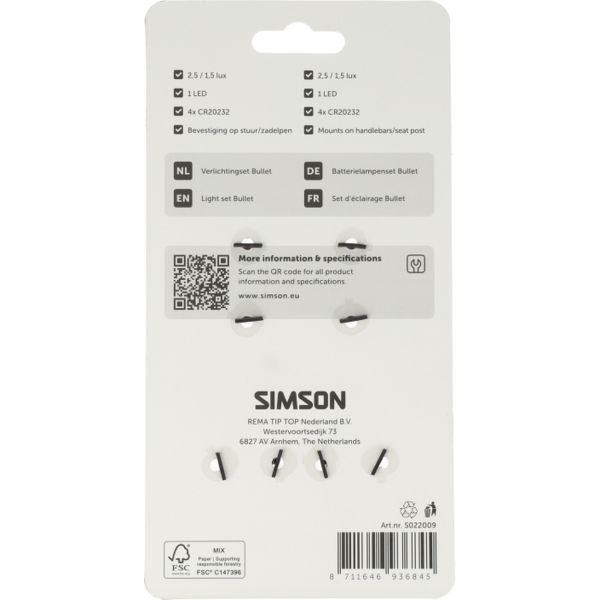 Simson - Verlichtingsset bullet batterij - zwart