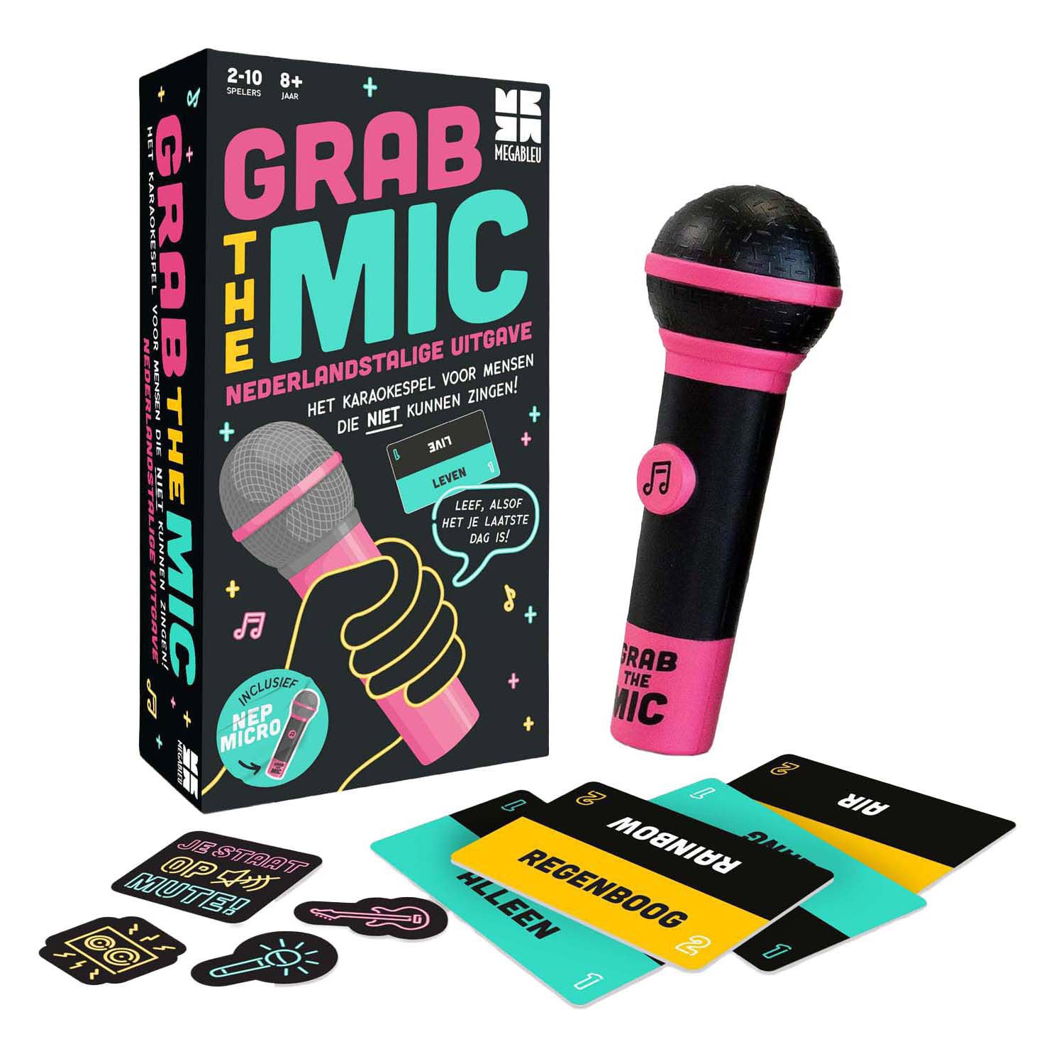 Megableu - Megableu grab the mic - karaoke partyspel - muziekspel voor 2-10 spelers - bekend van tiktok - nederlandstalige versie