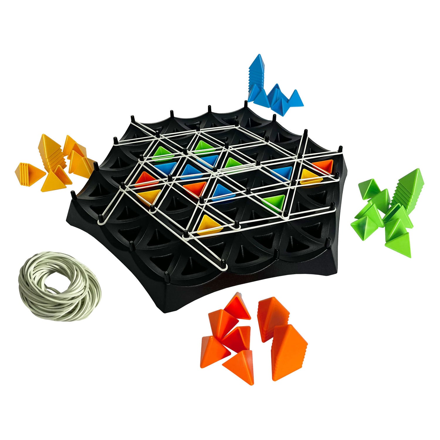 Megableu triggle - strategisch bordspel - vorm driehoeken met elastieken - vanaf 7 jaar - gezelschapsspel voor familie vrienden
