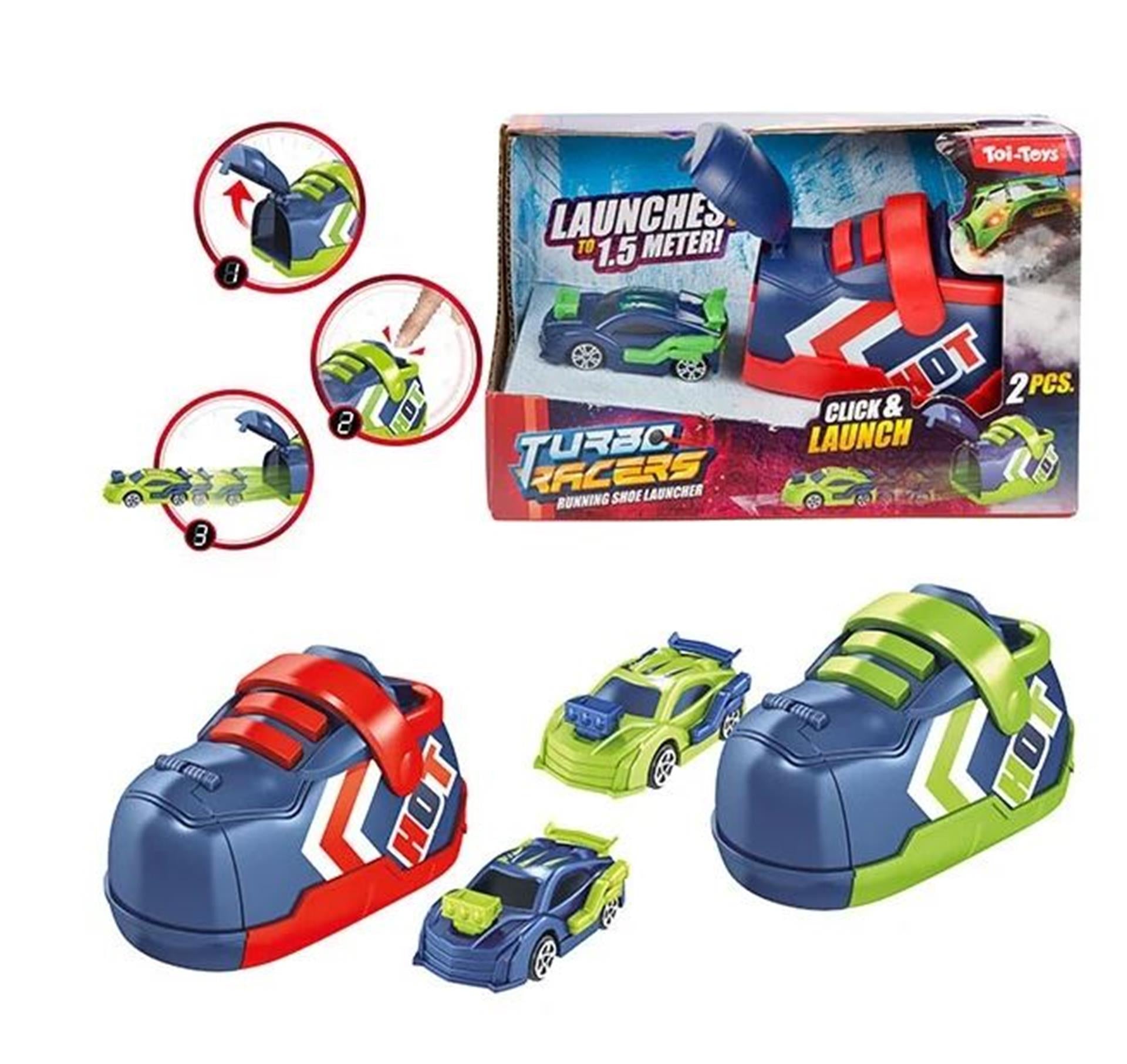Toi-toys turbo racers rally auto met schoen afschieter