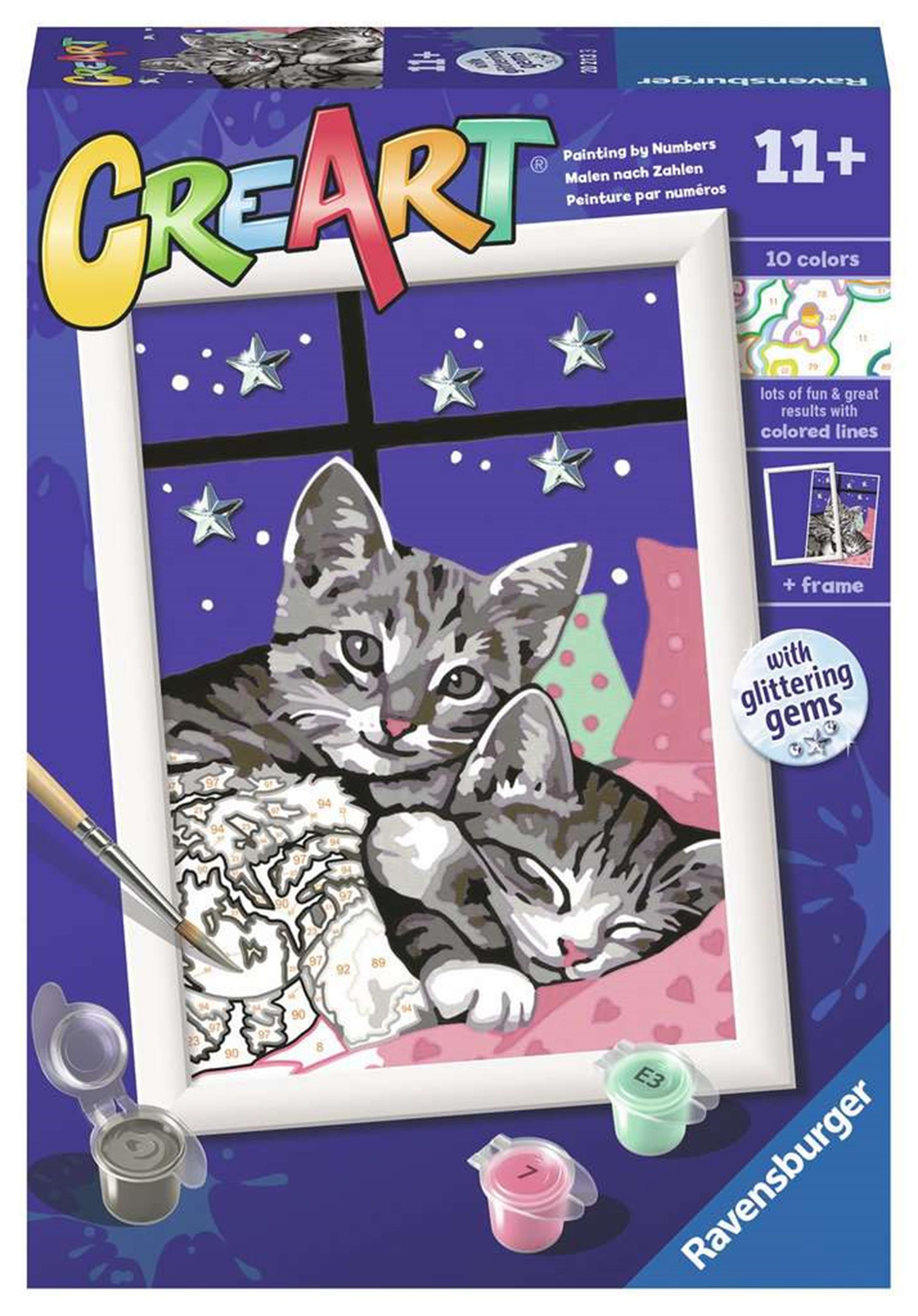 Ravensburger - creart sleepy kitties - schilderen op nummer voor kinderen