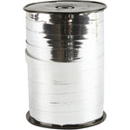 Creativ company cadeaulint, b: 10 mm, glossy, zilver metallic, 250 m 1 rol