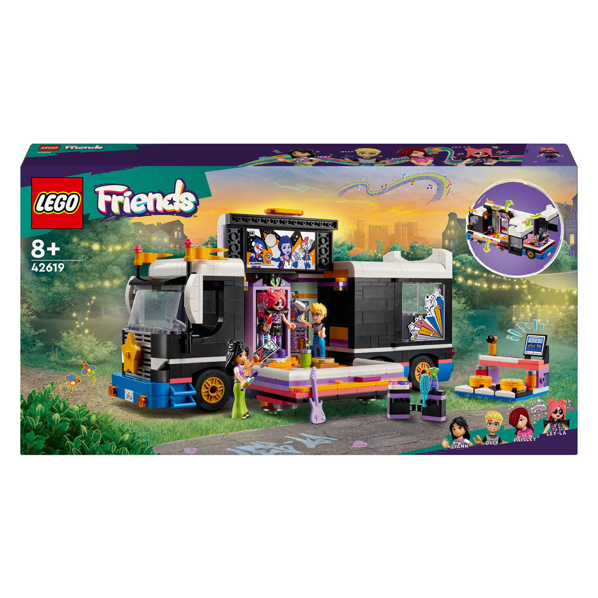 Lego friends - toerbus van popster constructiespeelgoed (42619)