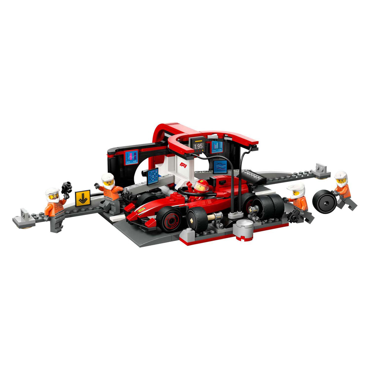 LEGO - city f1 pitstop en pitcrew met ferrari auto - 60443
