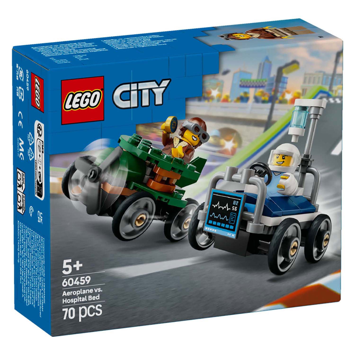 Lego city - raceautopakket: vliegtuig vs. ziekenhuisbed constructiespeelgoed (60459 | zeepkistenraceset)