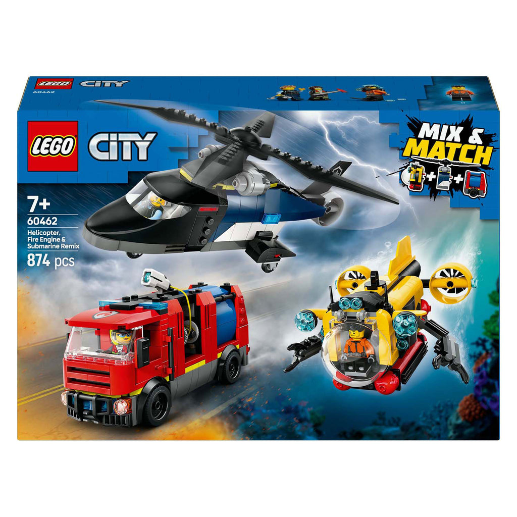 LEGO - city 60462 helikopter brandweerauto en onderzeeer remix