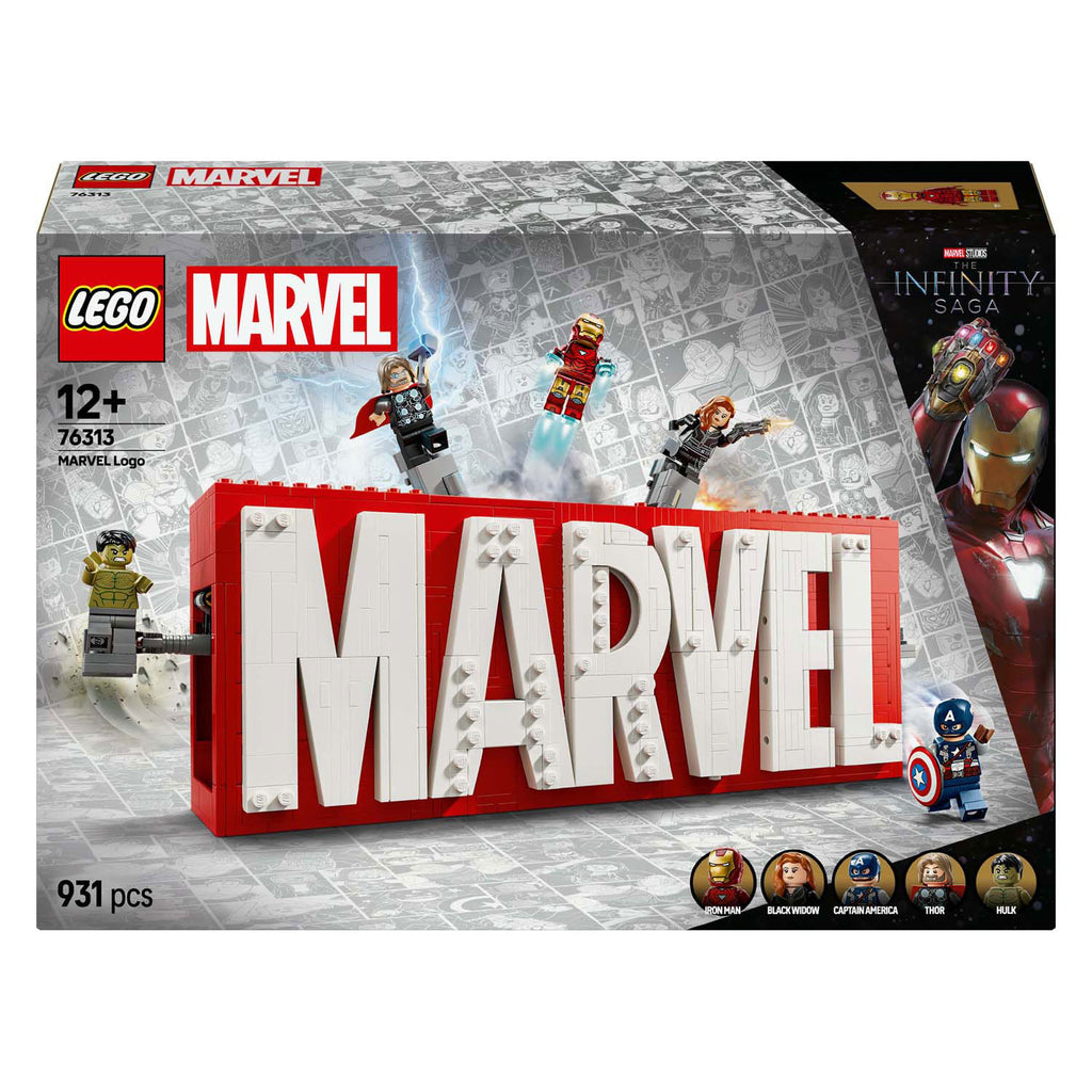 Lego marvel: marvel logo en minifiguren bouwbare decoratie en speelgoed voor kinderen 76313
