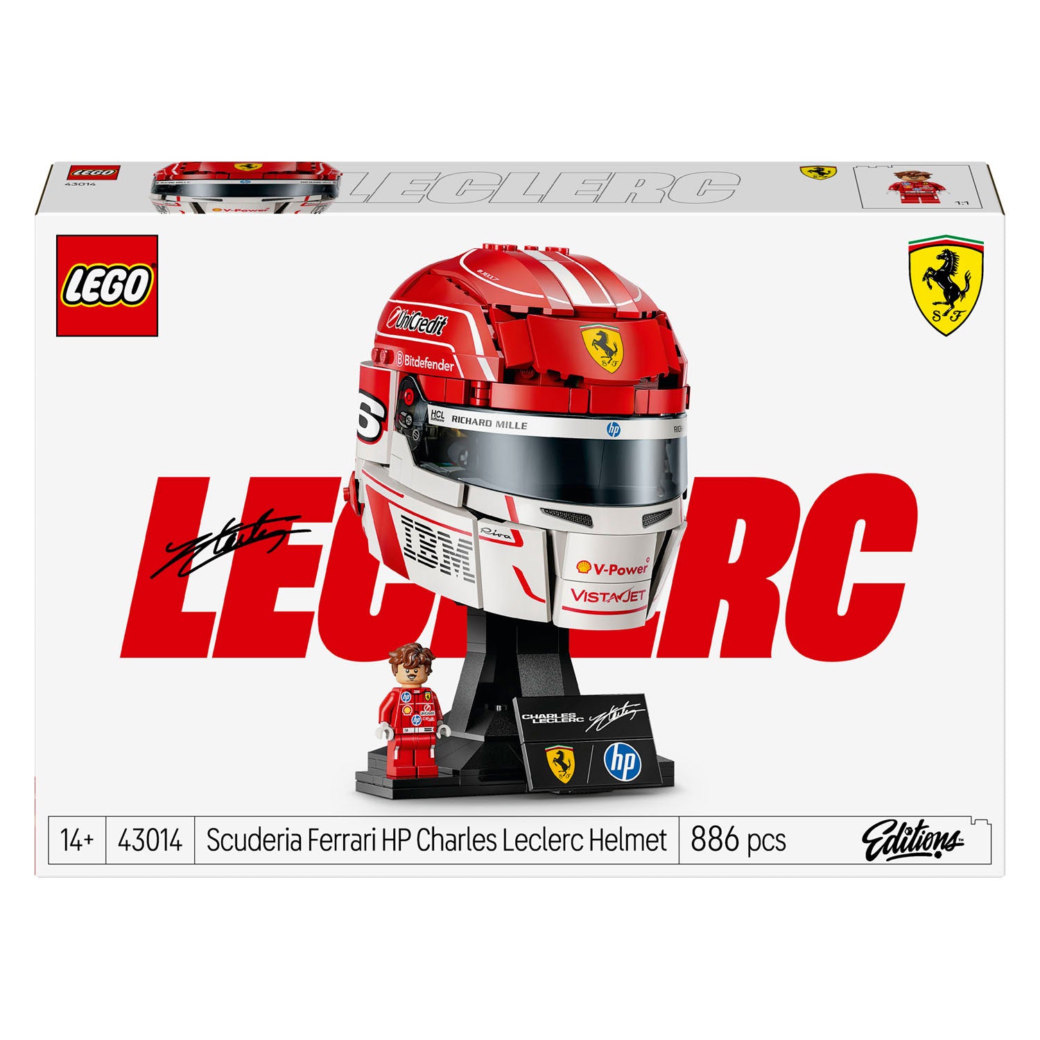 Lego editions scuderia ferrari hp helm van charles leclerc - 43014