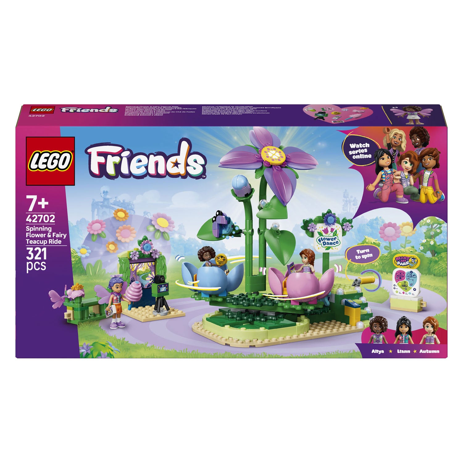 LEGO - friends 42702 draaiende theekopjesattractie met bloementhema