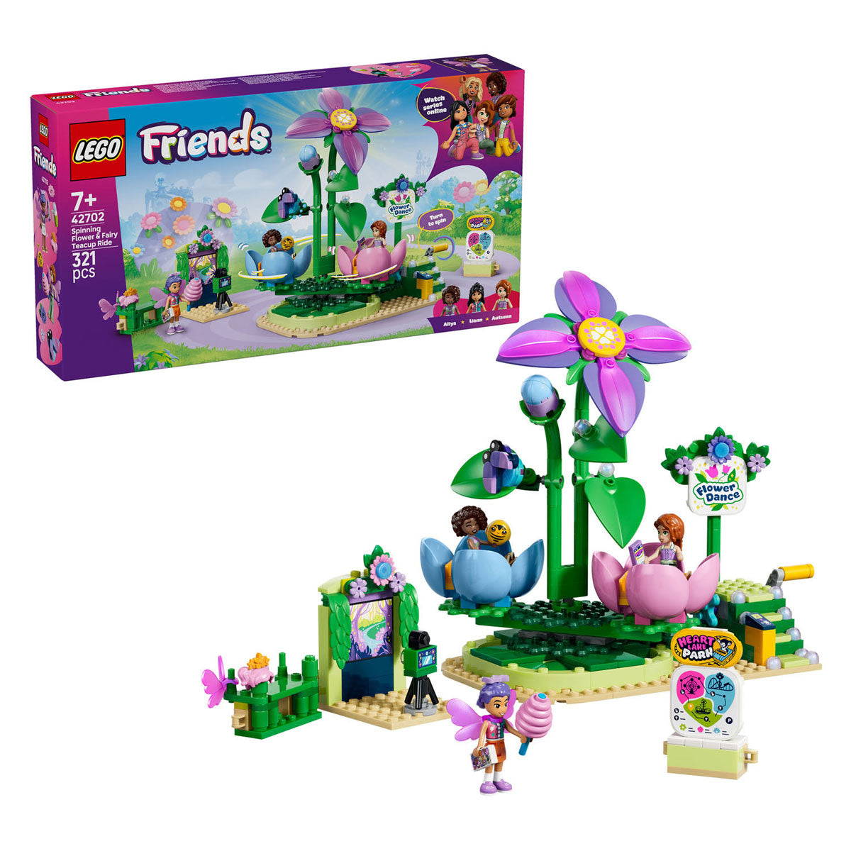 LEGO - friends 42702 draaiende theekopjesattractie met bloementhema