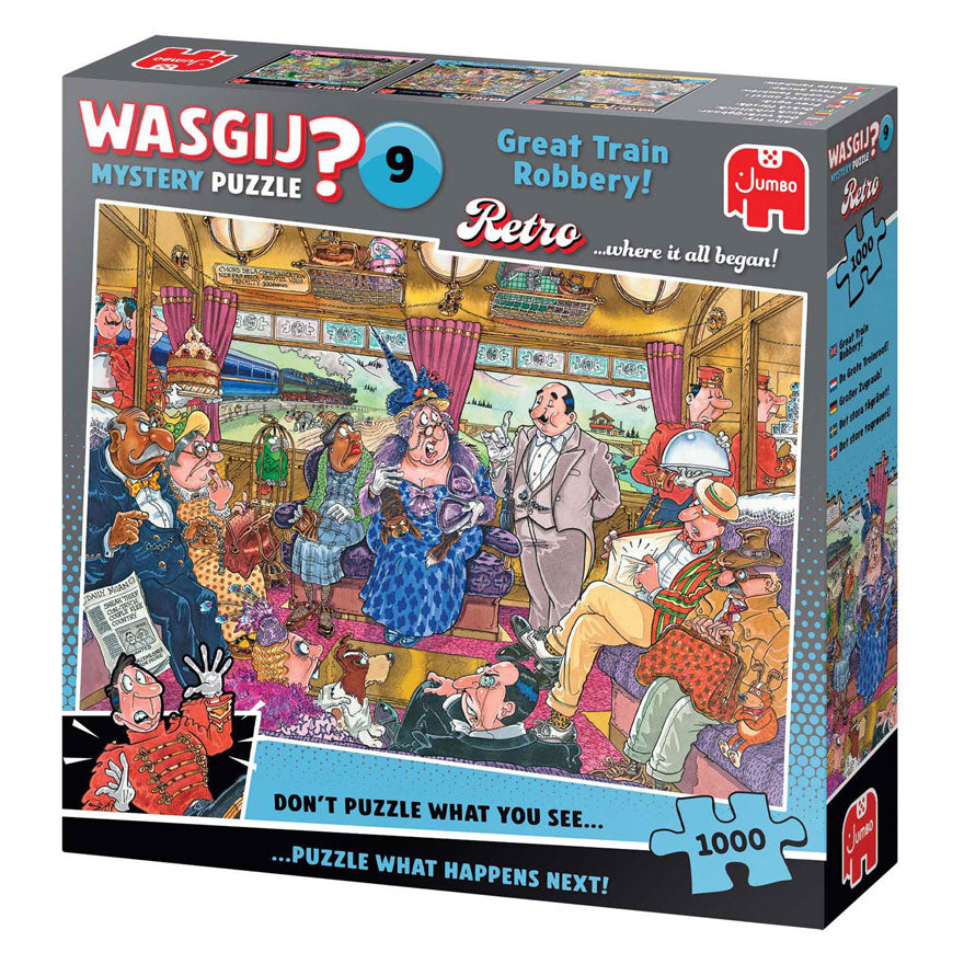 Jumbo wasgij retro mystery 9 legpuzzel - de grotere treinroof, 1000st.