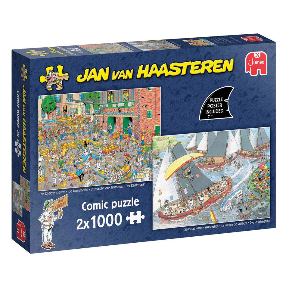 Jumbo - Jan van haasteren legpuzzel - de kaasmarkt & skutsjesilen - 2x1000st.
