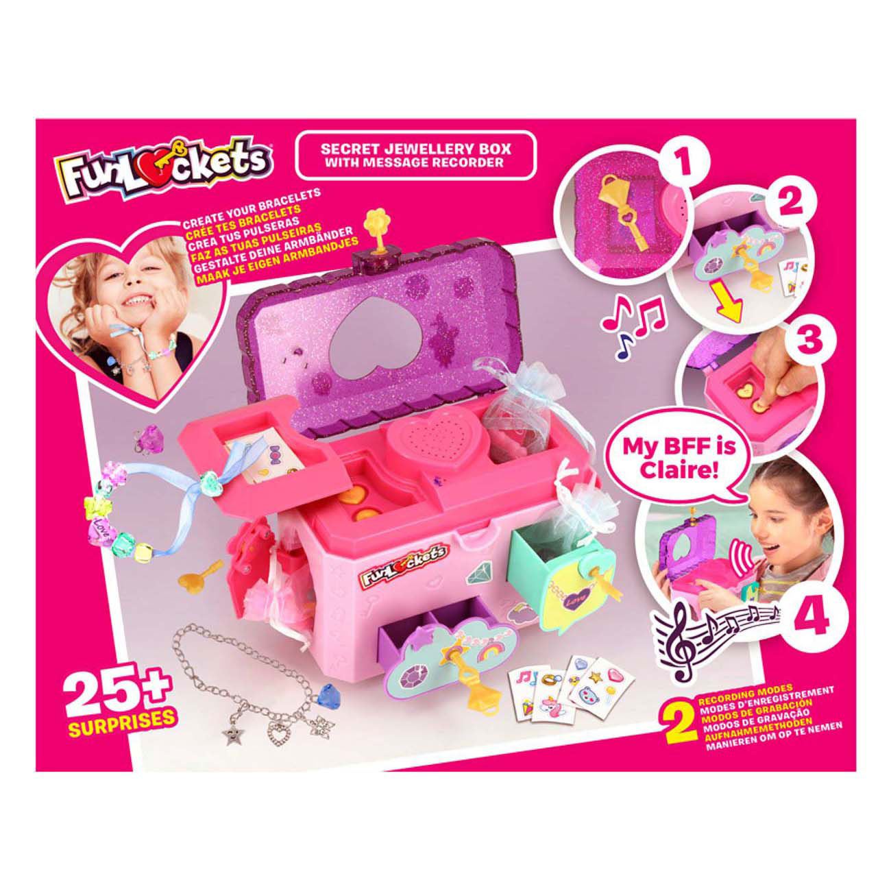 Funlockets jumbo - - geheime sieradendoos met stemrecorder - vanaf 5 jaar - sieraden maken