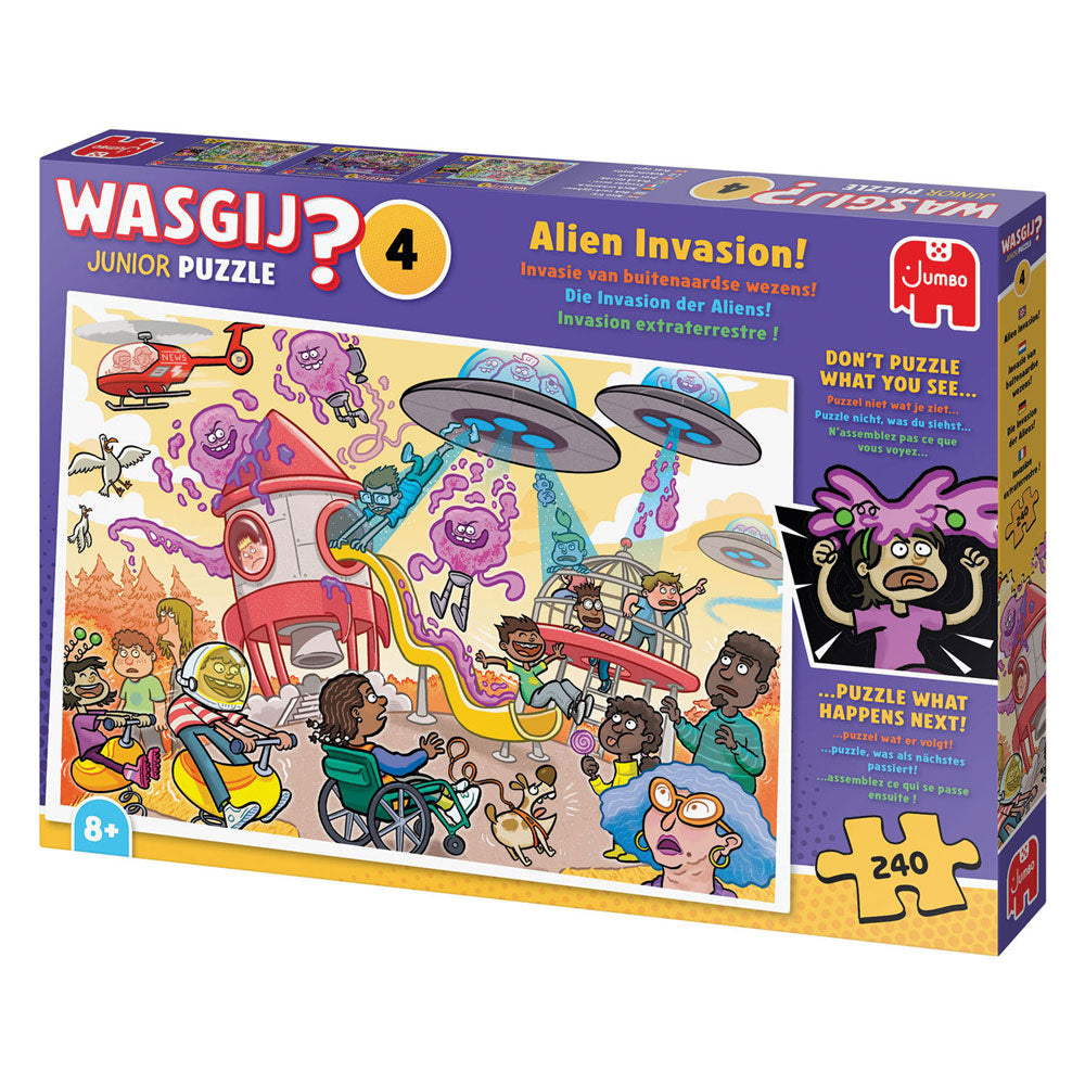 Jumbo - Wasgij junior 4 legpuzzel - alien invasie! - 240st.