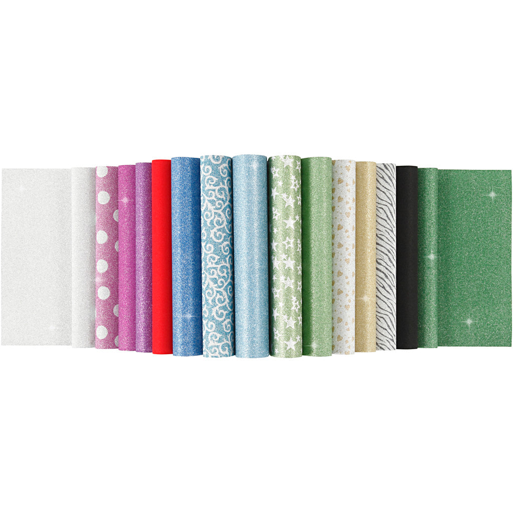 Creativ company glitterpapier blok, a4, vel 210x297 mm, 150 gr, 30 vel 1 stuk