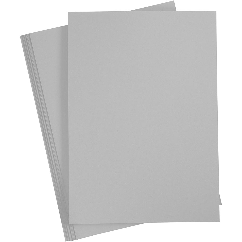 Gekleurd karton, a4, vel 210x297 mm, 180 gr, grijs, 20 vel 1 doos