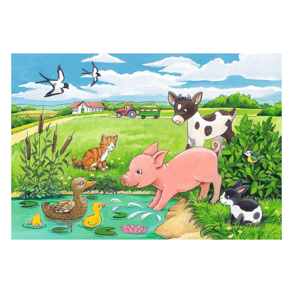 Ravensburger puzzel jonge dieren op het platteland - 2x12 stukjes - kinderpuzzel